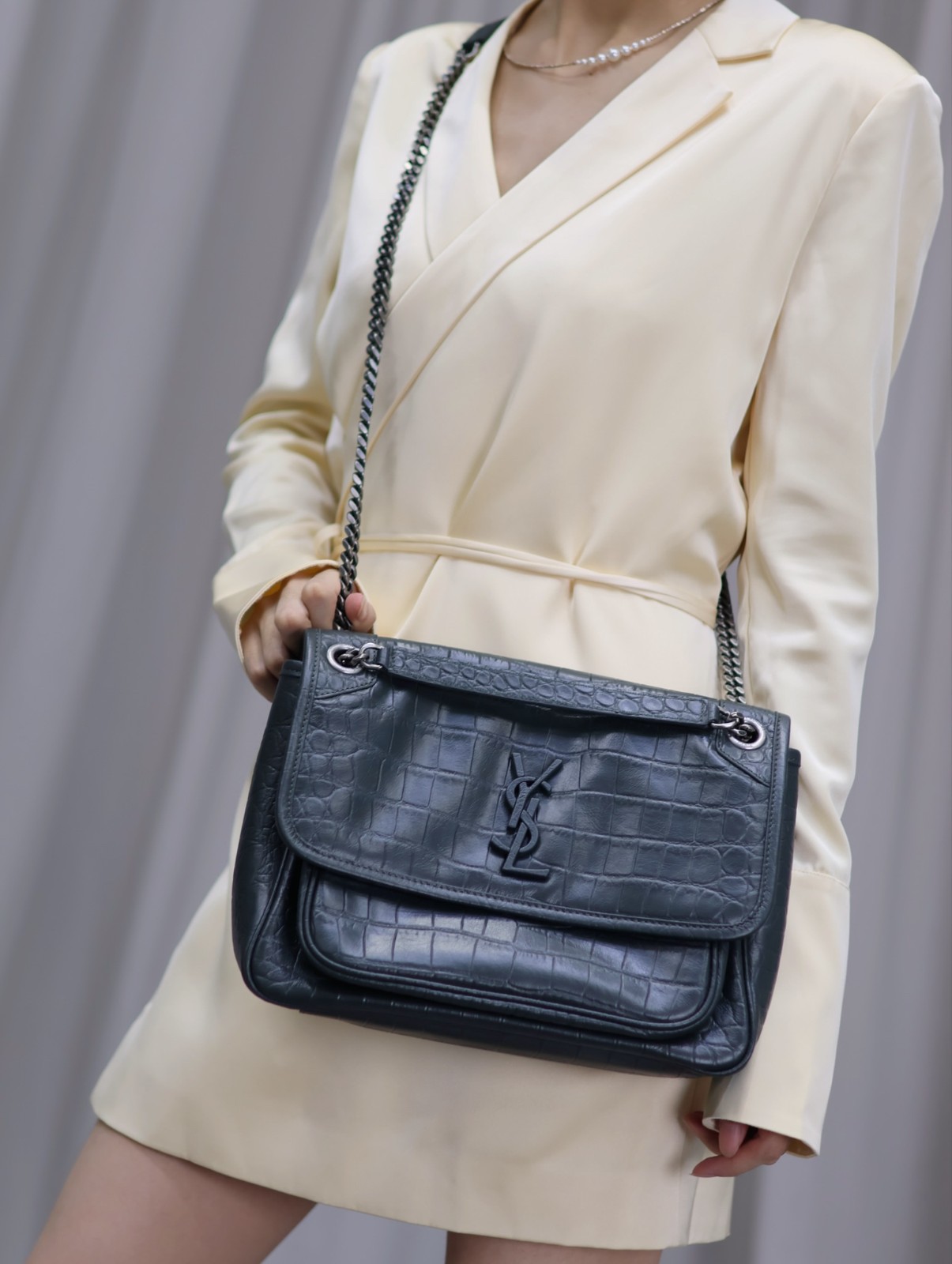 20 YSL 633158 绿色鳄鱼纹