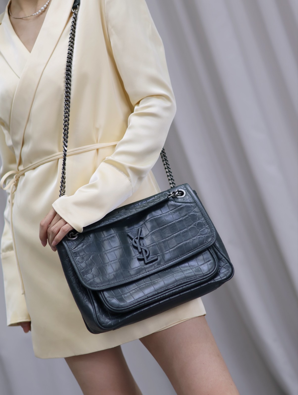 20 YSL 633158 绿色鳄鱼纹