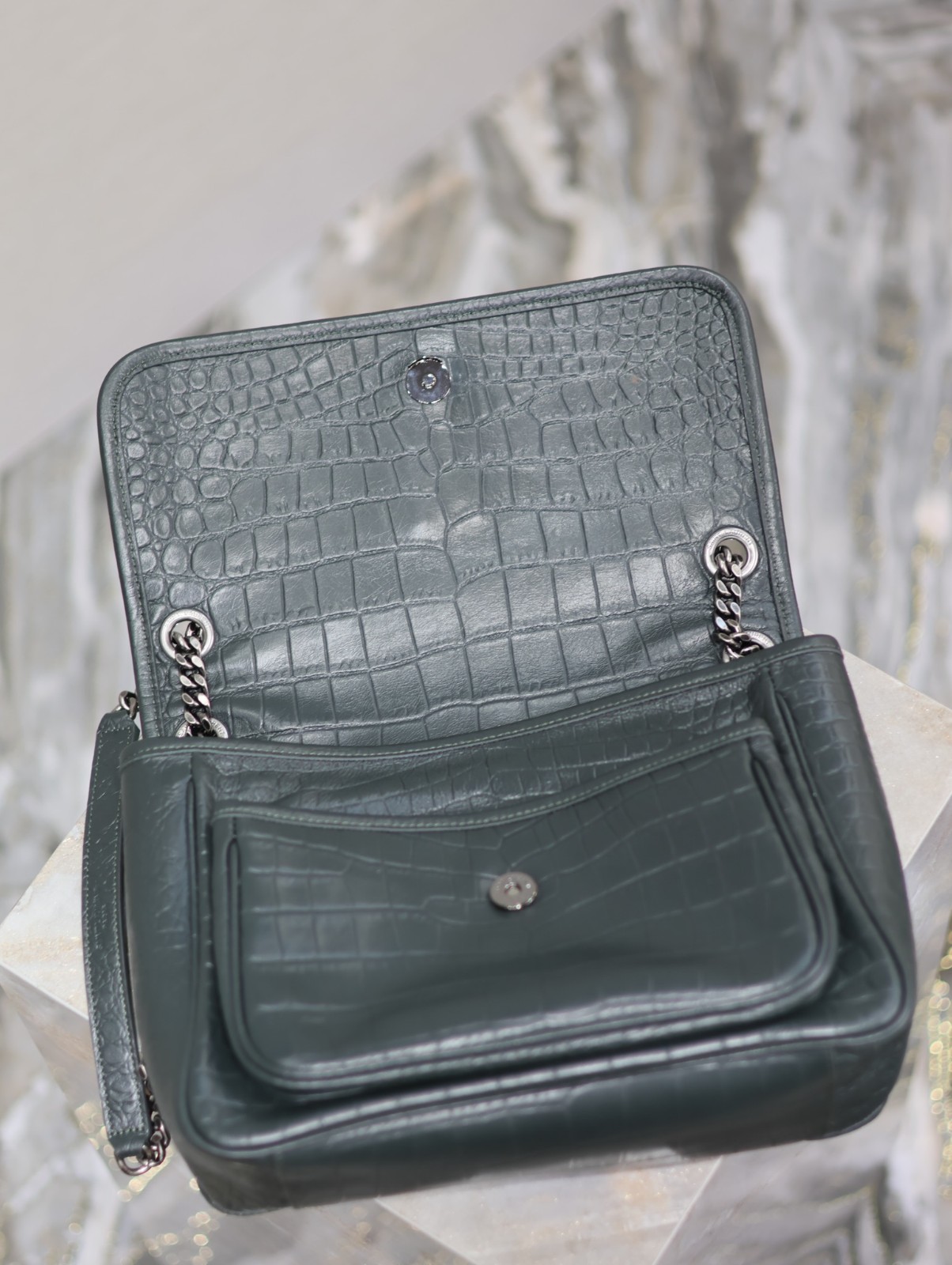 20 YSL 633158 绿色鳄鱼纹