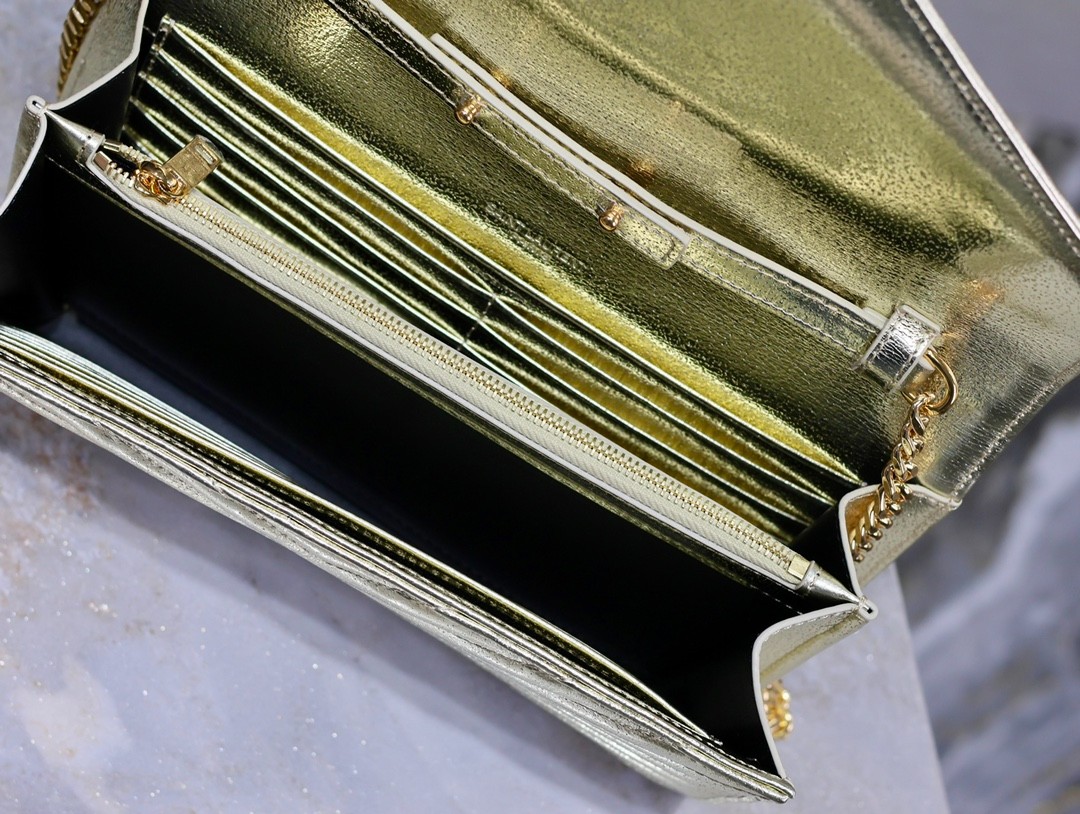 17 YSL 377828 金色金扣钻石纹